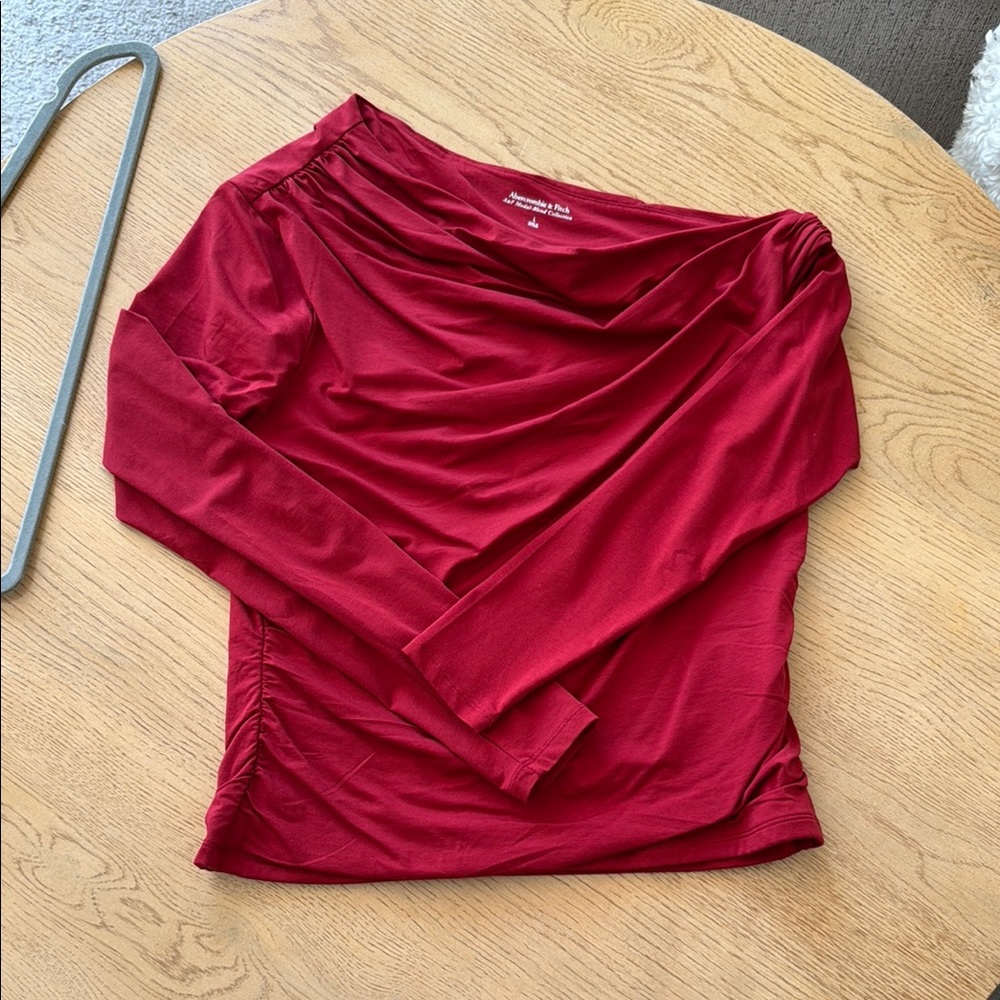 Abercrombie  Red Long Sleeve Top off the shoulder